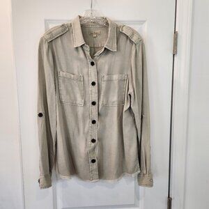 THREAD & SUPPLY TAUPE SHACKET/SHIRT LARGE UNFINISHED EDGE